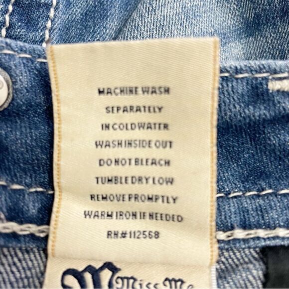 Miss Me Y2K Jeans Bling Rhinestone Angel Wing Bootcut Medium Wash JP5086 Size 29 - Picture 15 of 16